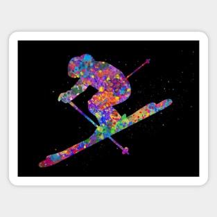 Ski watercolor art Magnet